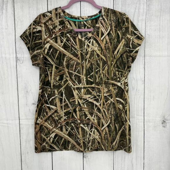 Mossy Oak Shadow Grass Blades LARGE Womens Green Hunting Tee Shirt T-Shirt - Picture 1 of 6